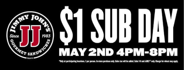 jimmy john's $1 sub day 2017