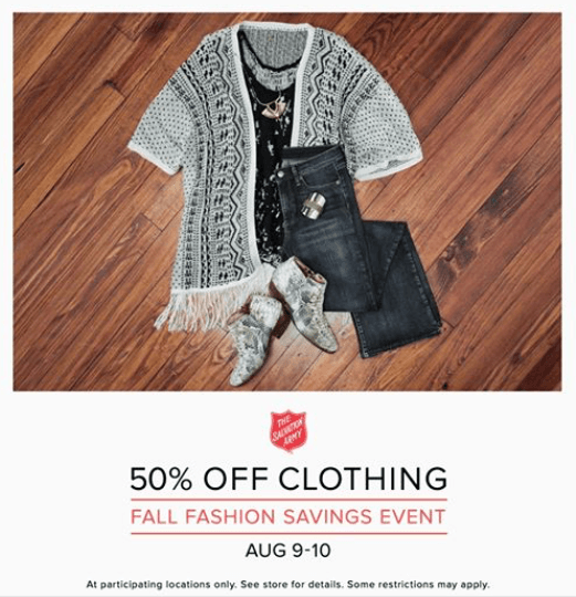 salvation army fall fashion savings event august 9 10