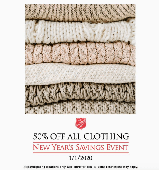 salvation army new years day sale